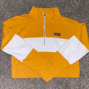 VANS mustard yellow and white half zip up sweater